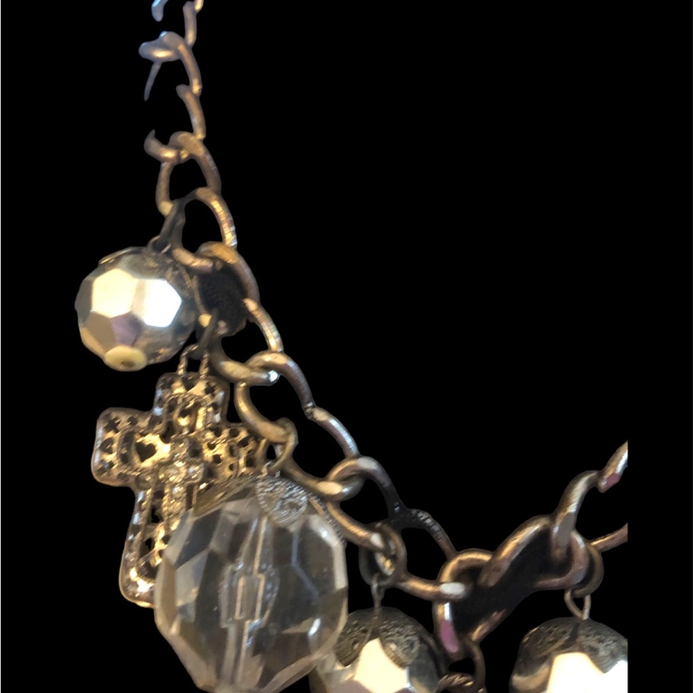 Punk Goth or‎ Vampire Goth Vintage Black Ribbon Crosses Dangle Necklace - Picture 4 of 14